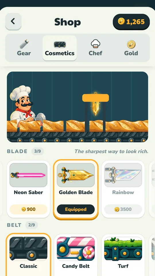 The shop: blades and belts, from the Neon Saber to the Golden Blade