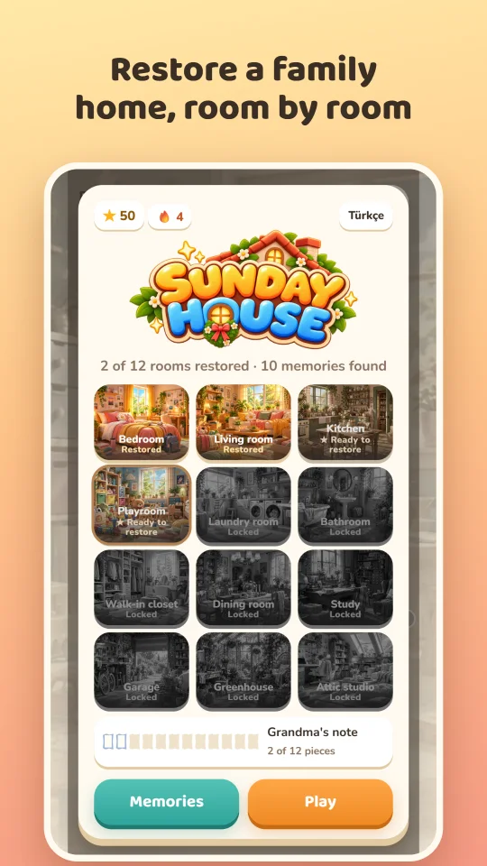 The home screen: twelve rooms to restore, from the bedroom to the attic studio