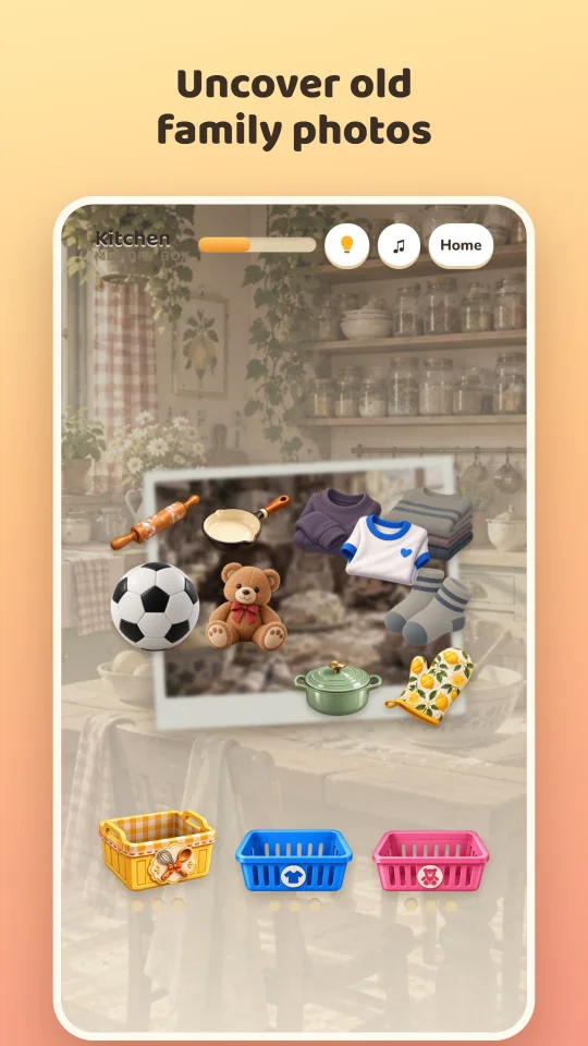 A memory box level that uncovers an old family photo